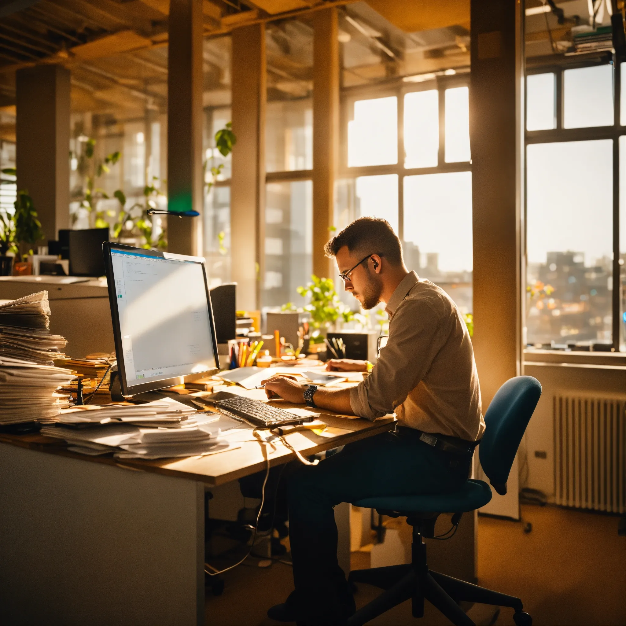 Groen accent kantoor met houten details